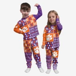 FOCO Clemson Tigers Toddler Busy Block Family Holiday Pajamas