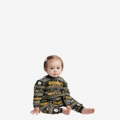 FOCO Pittsburgh Steelers Infant Ugly Pattern Family Holiday Pajamas