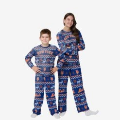 FOCO New York Mets Youth Ugly Pattern Family Holiday Pajamas