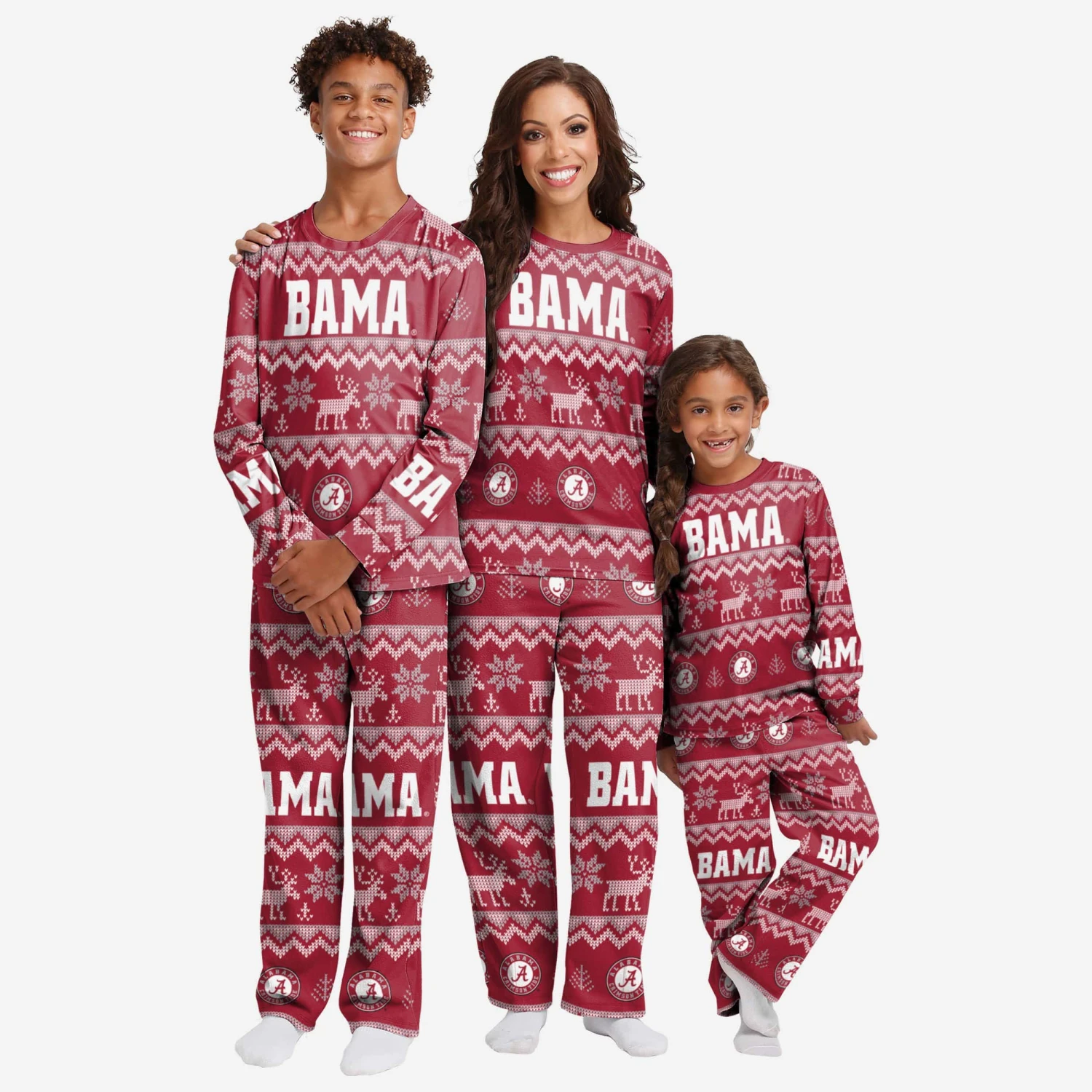 FOCO Alabama Crimson Tide Youth Ugly Pattern Family Holiday Pajamas 5 FOCO Alabama Crimson Tide Youth Ugly Pattern Family Holiday Pajamas - Image 3