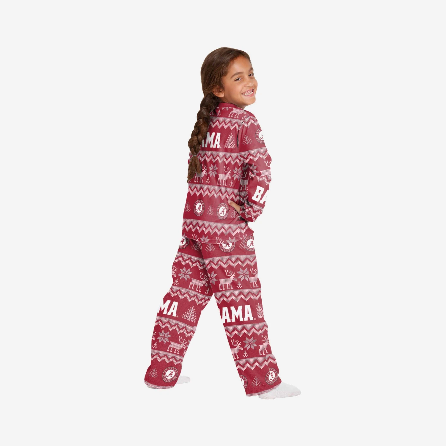 FOCO Alabama Crimson Tide Youth Ugly Pattern Family Holiday Pajamas 4 FOCO Alabama Crimson Tide Youth Ugly Pattern Family Holiday Pajamas - Image 2