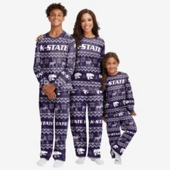 FOCO Kansas State Wildcats Youth Ugly Pattern Family Holiday Pajamas -FOCO Shop 9K4B7FE2XNCKS g3