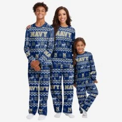 FOCO Navy Midshipmen Youth Ugly Pattern Family Holiday Pajamas -FOCO Shop 9K4B7FE2XNCNAVY g3