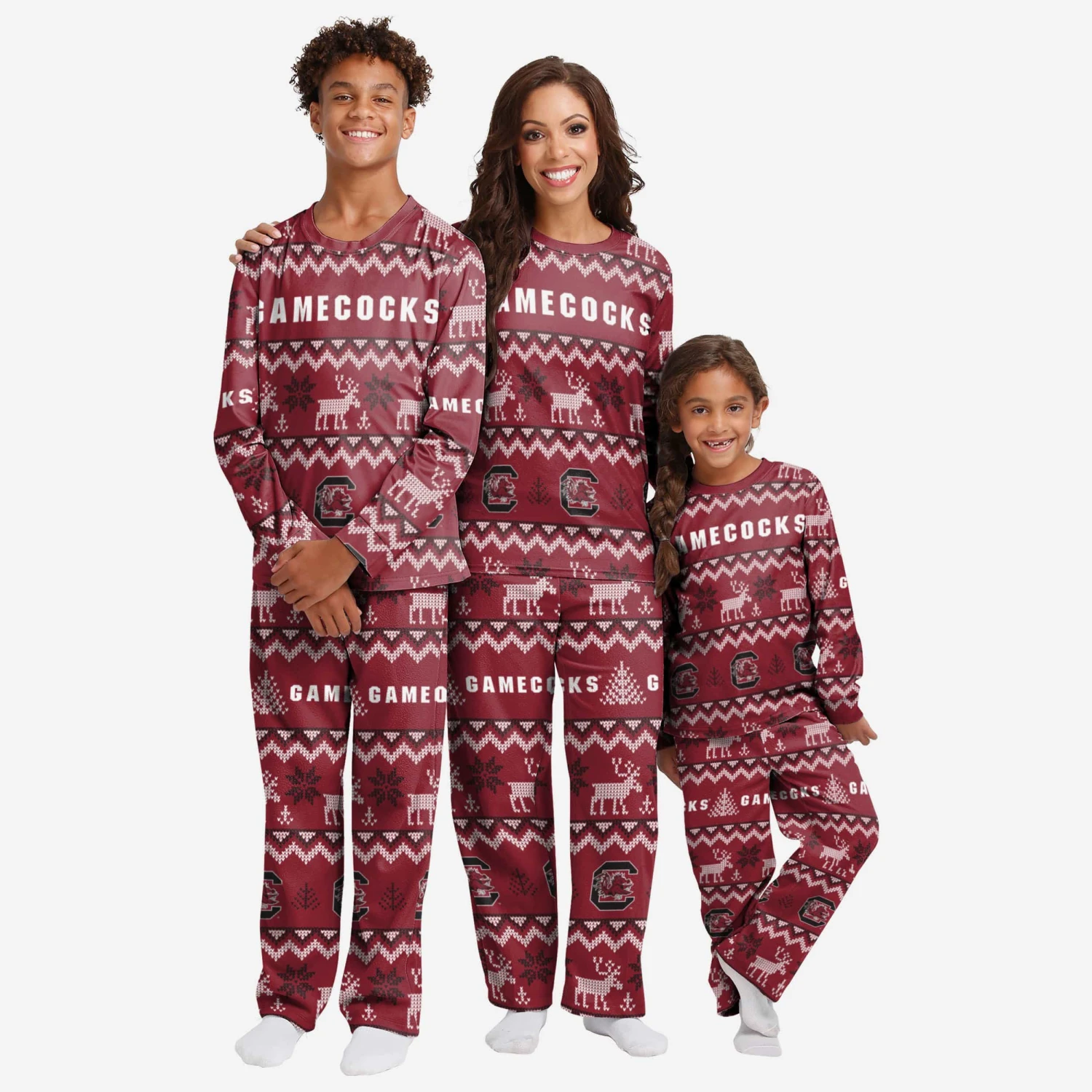 FOCO South Carolina Gamecocks Youth Ugly Pattern Family Holiday Pajamas 5 FOCO South Carolina Gamecocks Youth Ugly Pattern Family Holiday Pajamas - Image 3