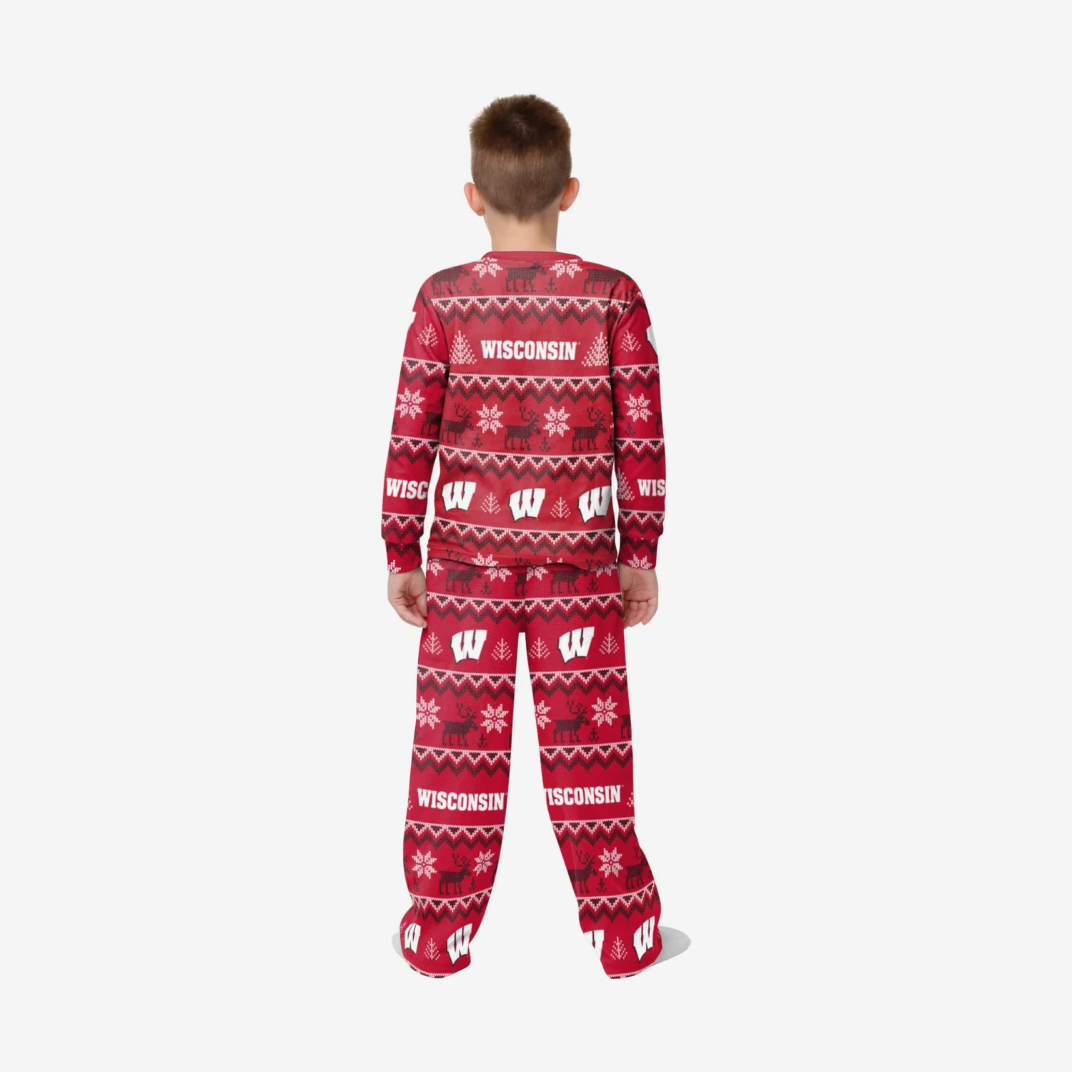 FOCO Wisconsin Badgers Youth Ugly Pattern Family Holiday Pajamas 4 FOCO Wisconsin Badgers Youth Ugly Pattern Family Holiday Pajamas - Image 2