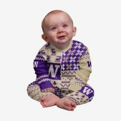 FOCO Washington Huskies Infant Busy Block Family Holiday Pajamas