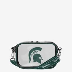 FOCO Michigan State Spartans Team Stripe Clear Crossbody Bag