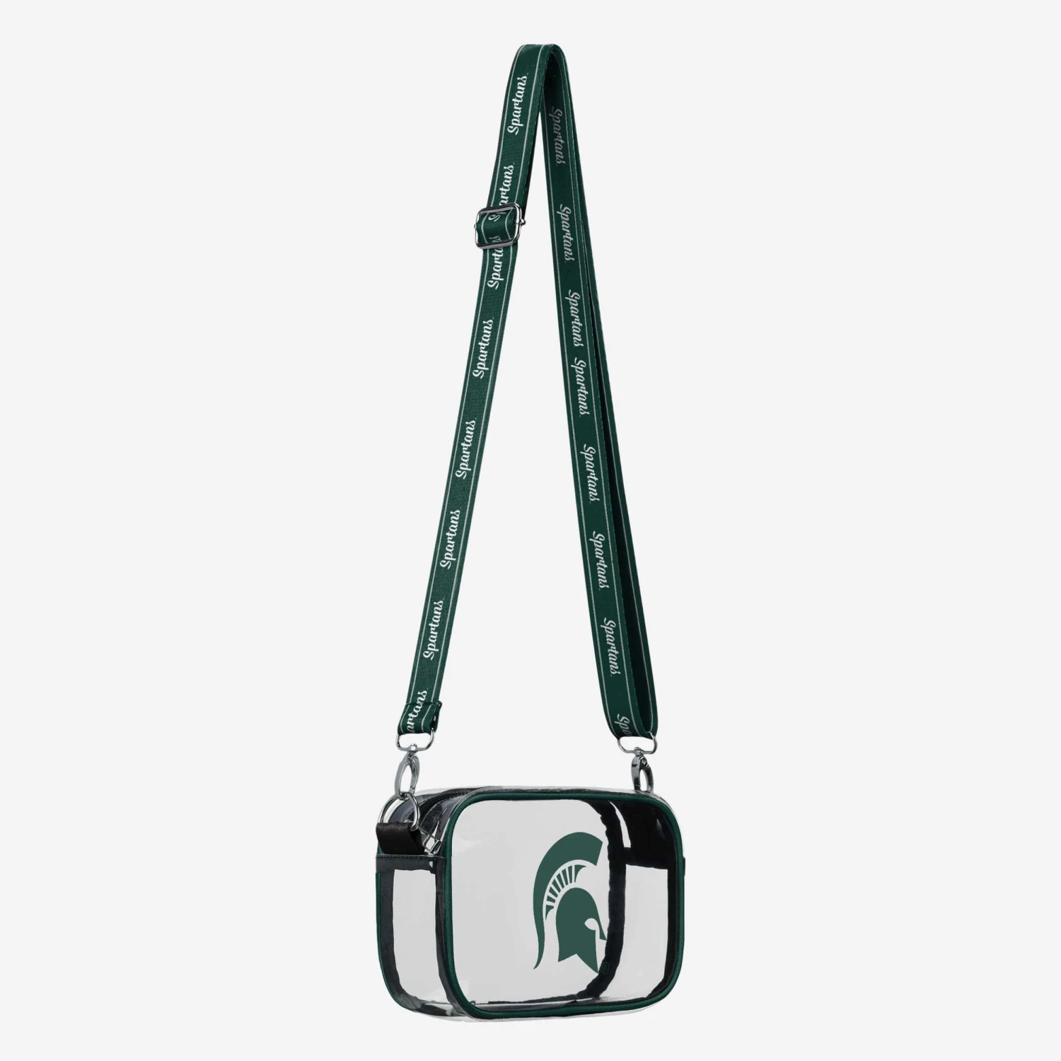 FOCO Michigan State Spartans Team Stripe Clear Crossbody Bag 4 FOCO Michigan State Spartans Team Stripe Clear Crossbody Bag - Image 2
