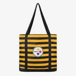 FOCO Pittsburgh Steelers Team Stripe Canvas Tote Bag