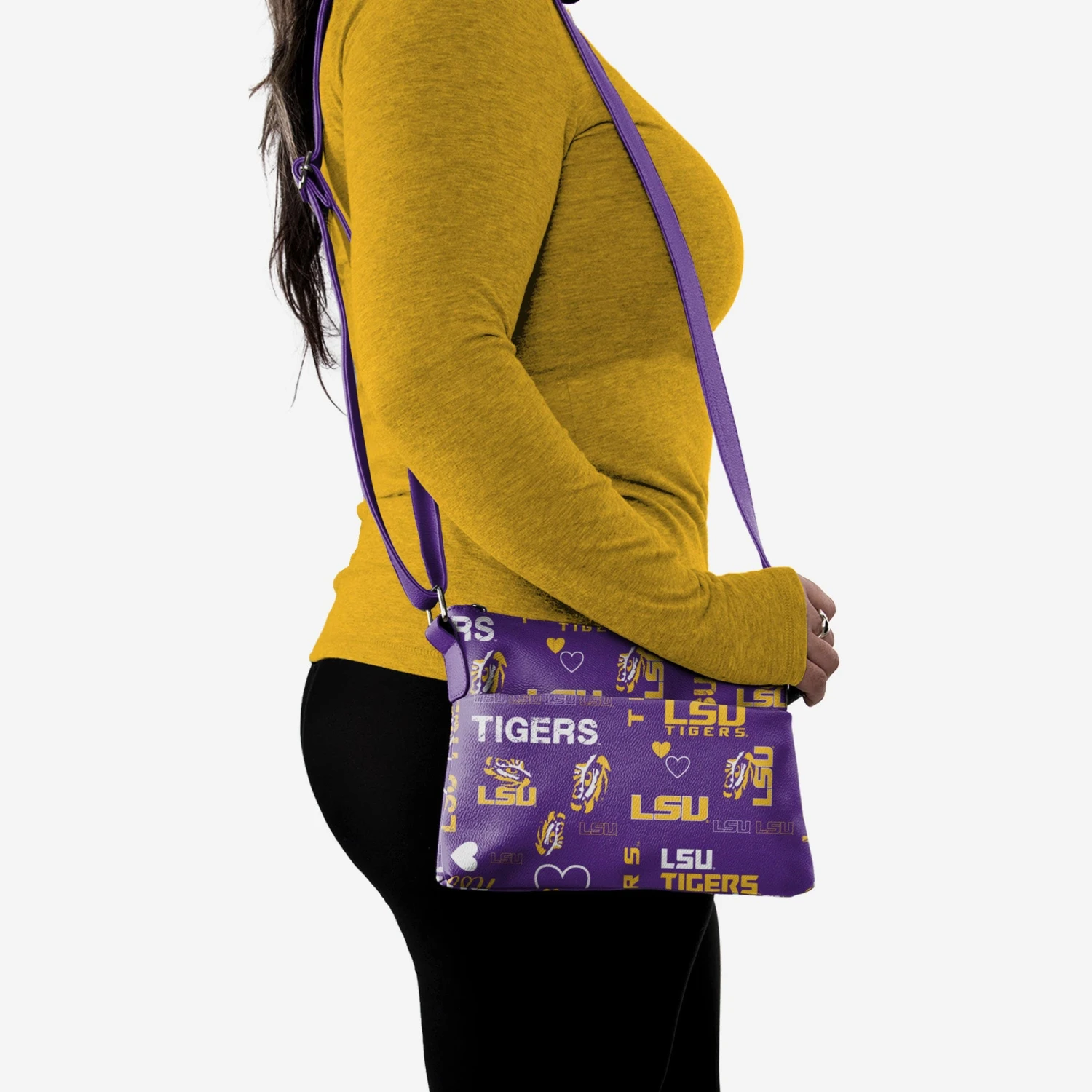 FOCO LSU Tigers Logo Love Crossbody Purse 4 FOCO LSU Tigers Logo Love Crossbody Purse - Image 2