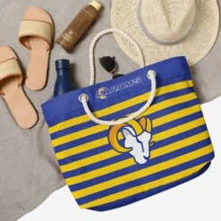 FOCO Los Angeles Rams Nautical Stripe Tote Bag -FOCO Shop BGNFNAUSTPTOTEV2SR g4