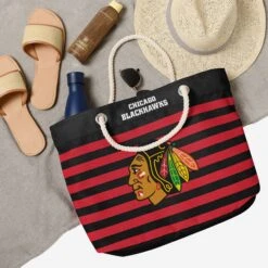 FOCO Chicago Blackhawks Nautical Stripe Tote Bag 9 FOCO Chicago Blackhawks Nautical Stripe Tote Bag -FOCO Shop BGNHNAUSTPTOTECBH g4