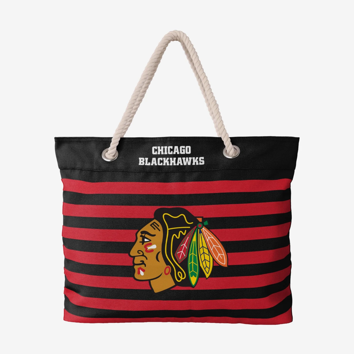 FOCO Chicago Blackhawks Nautical Stripe Tote Bag 3 FOCO Chicago Blackhawks Nautical Stripe Tote Bag