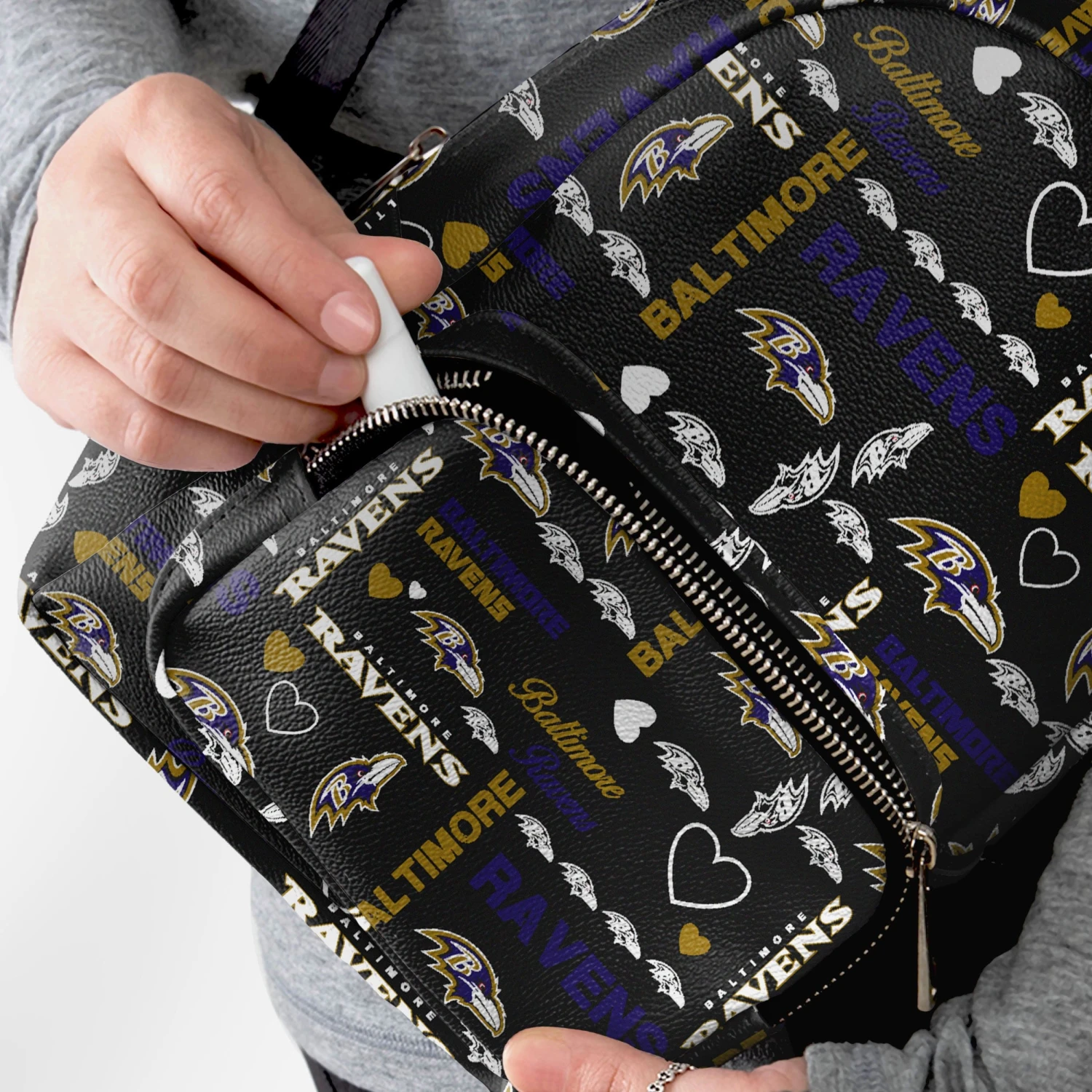 FOCO Baltimore Ravens Logo Love Mini Backpack 5 FOCO Baltimore Ravens Logo Love Mini Backpack - Image 3