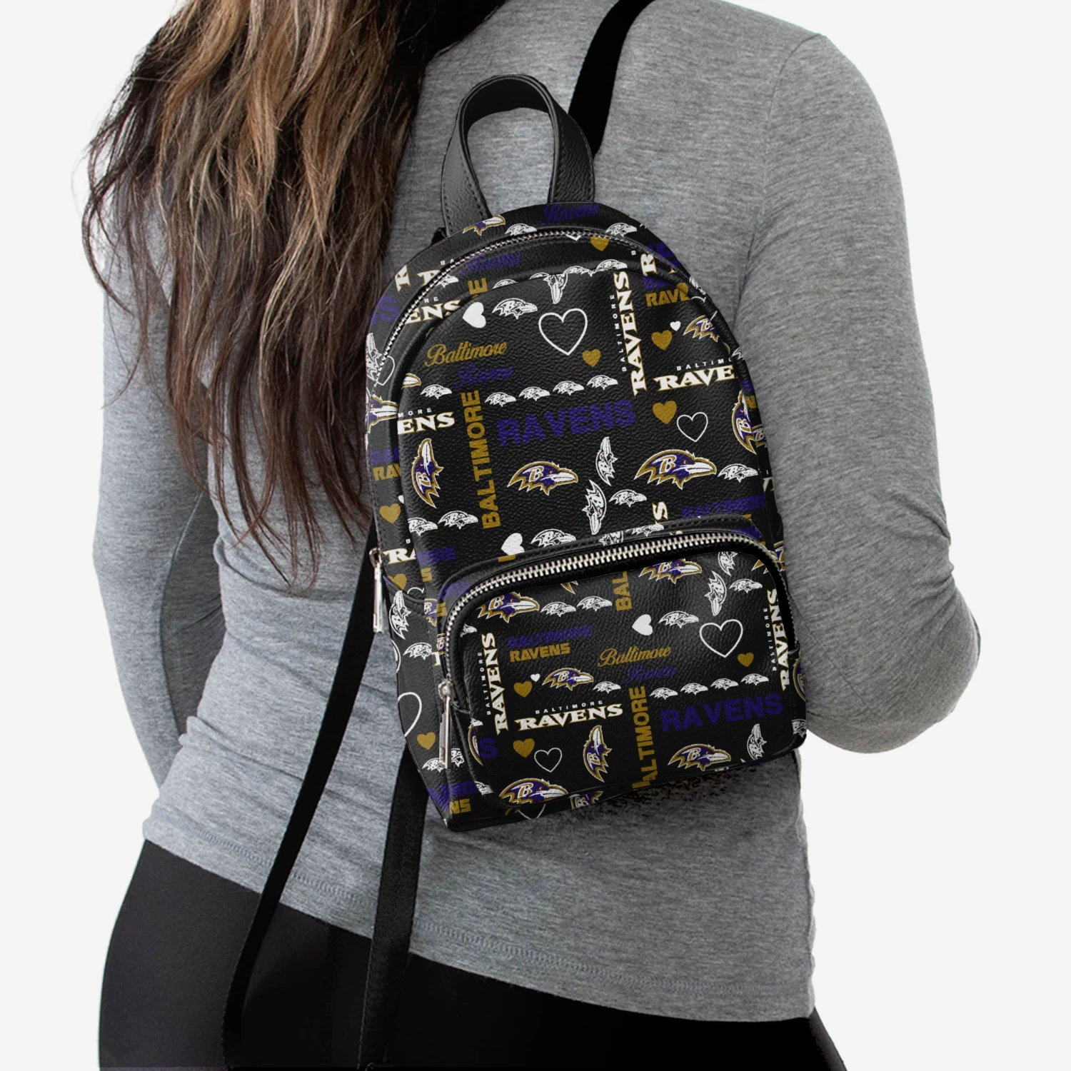 FOCO Baltimore Ravens Logo Love Mini Backpack 4 FOCO Baltimore Ravens Logo Love Mini Backpack - Image 2