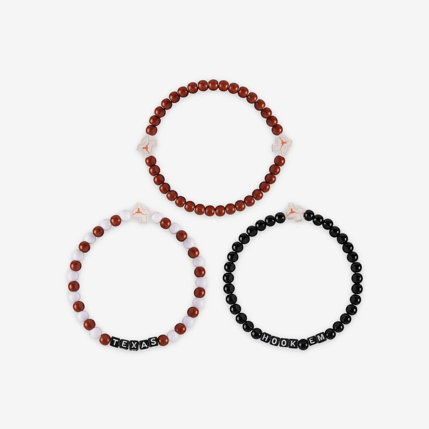 FOCO Texas Longhorns 3 Pack Beaded Friendship Bracelet 5 FOCO Texas Longhorns 3 Pack Beaded Friendship Bracelet - Image 3