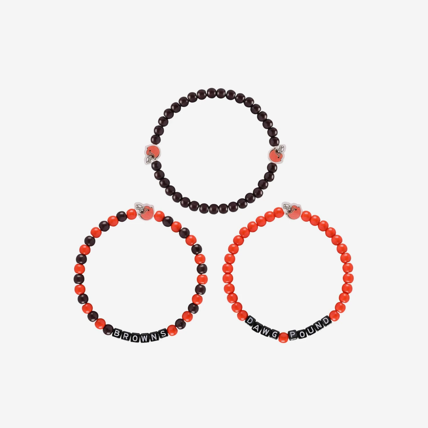 FOCO Cleveland Browns 3 Pack Beaded Friendship Bracelet 5 FOCO Cleveland Browns 3 Pack Beaded Friendship Bracelet - Image 3
