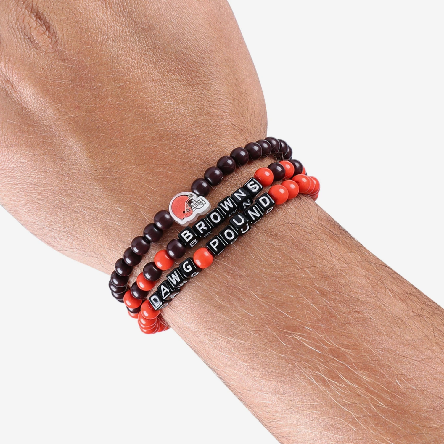 FOCO Cleveland Browns 3 Pack Beaded Friendship Bracelet 6 FOCO Cleveland Browns 3 Pack Beaded Friendship Bracelet - Image 4