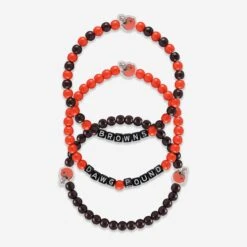 FOCO Cleveland Browns 3 Pack Beaded Friendship Bracelet
