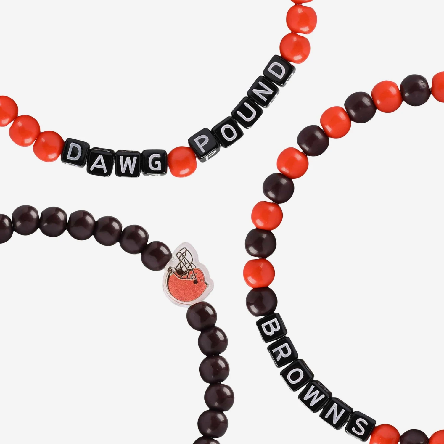 FOCO Cleveland Browns 3 Pack Beaded Friendship Bracelet 4 FOCO Cleveland Browns 3 Pack Beaded Friendship Bracelet - Image 2