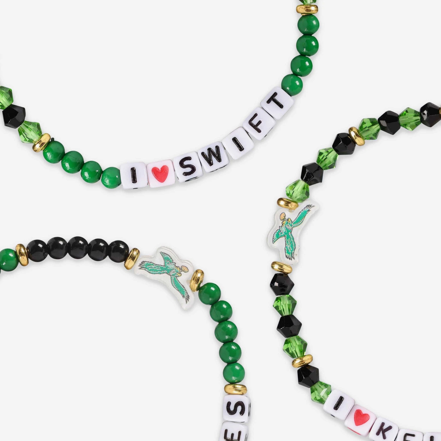 FOCO Jason Kelce & D'Andre Swift Philadelphia Eagles Retro Kelly Green 3 Pack Player Friendship Bracelet 4 FOCO Jason Kelce & D'Andre Swift Philadelphia Eagles Retro Kelly Green 3 Pack Player Friendship Bracelet - Image 2