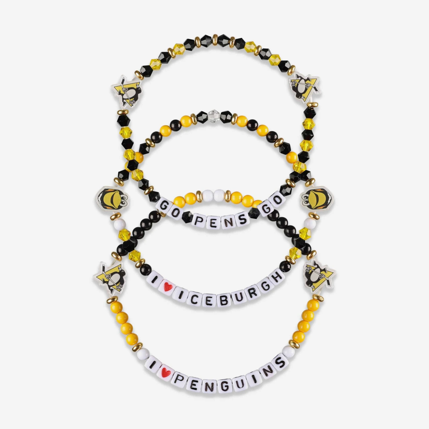 FOCO Pittsburgh Penguins 3 Pack Friendship Bracelet 3 FOCO Pittsburgh Penguins 3 Pack Friendship Bracelet