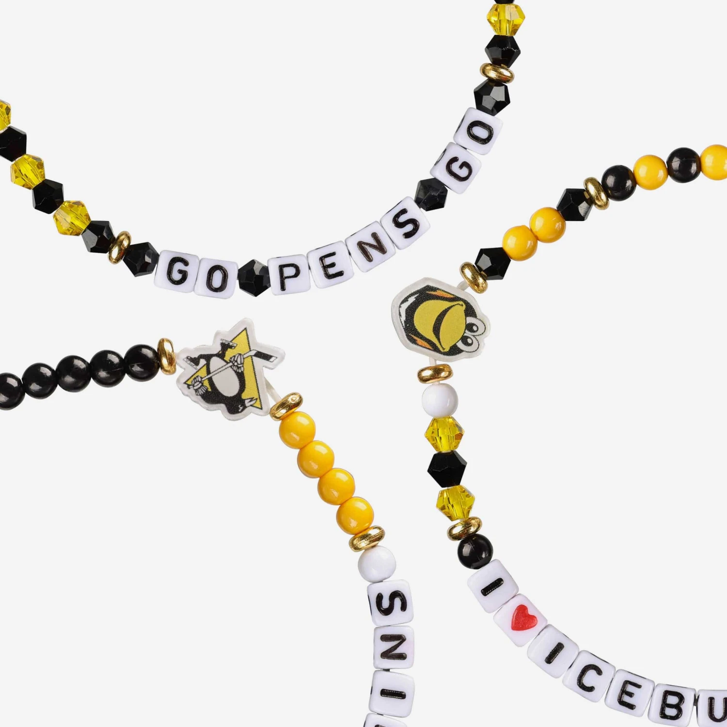 FOCO Pittsburgh Penguins 3 Pack Friendship Bracelet 4 FOCO Pittsburgh Penguins 3 Pack Friendship Bracelet - Image 2