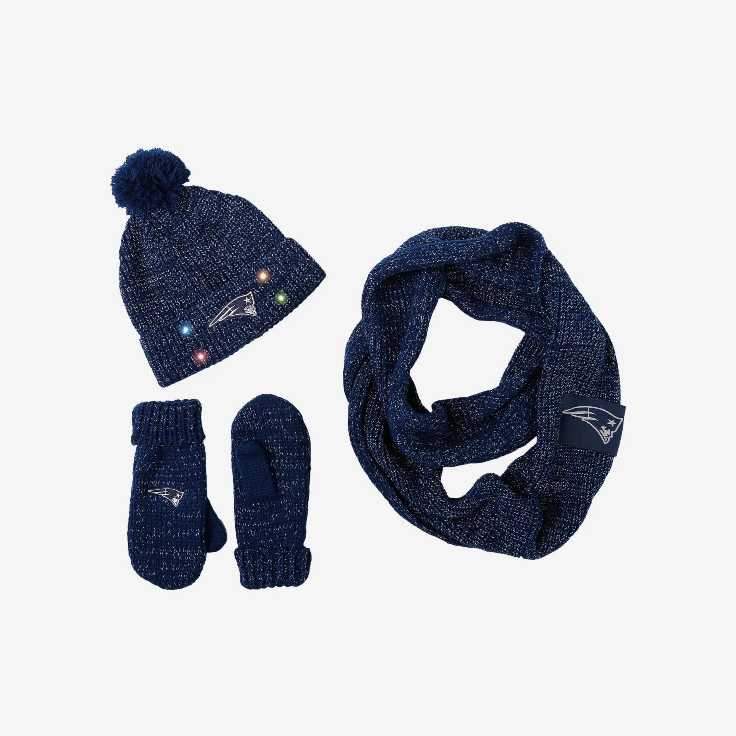 FOCO New England Patriots Womens Glitter Knit Cold Weather Set 4 FOCO New England Patriots Womens Glitter Knit Cold Weather Set - Image 2