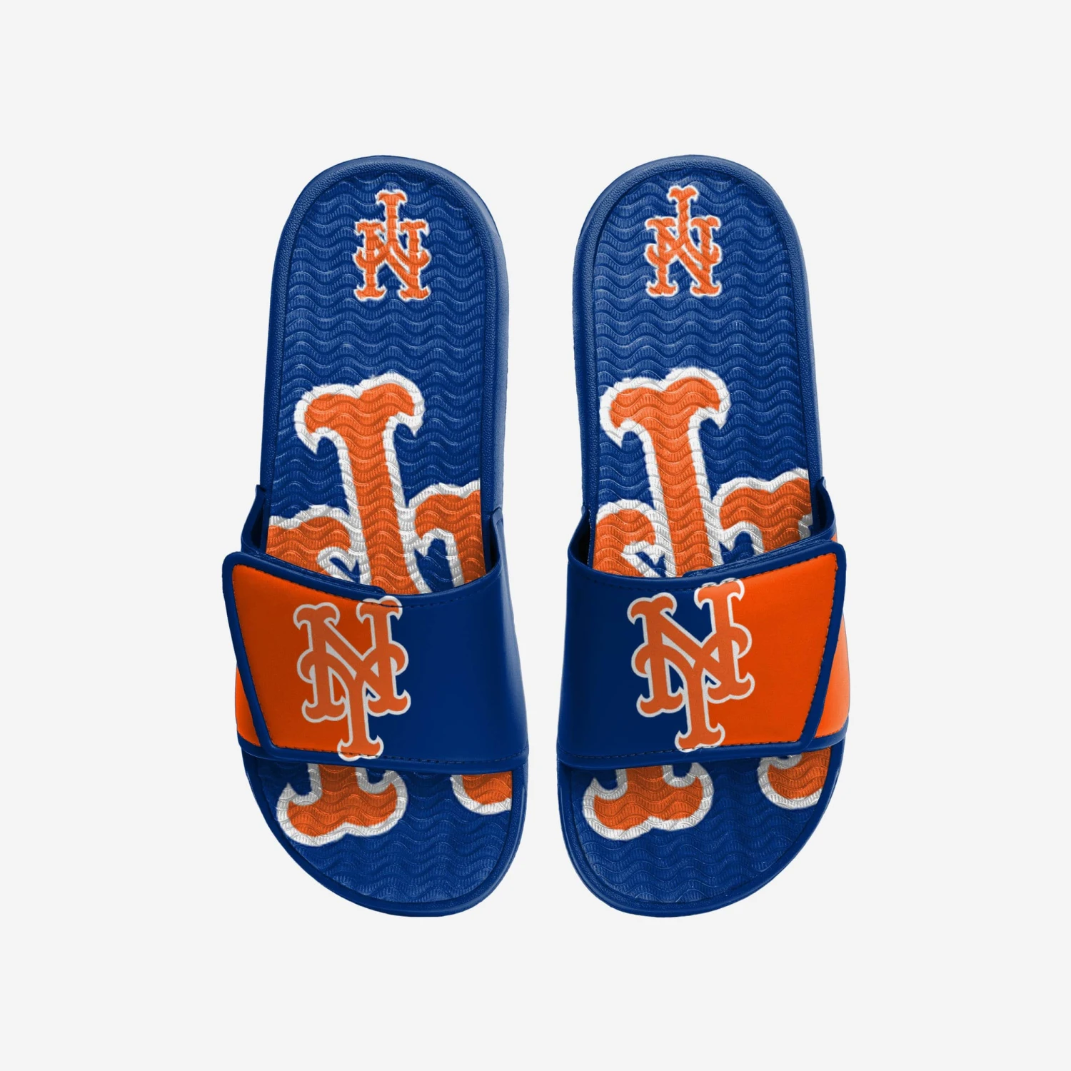 FOCO New York Mets MLB Mens Colorblock Big Logo Gel Slide 3 FOCO New York Mets MLB Mens Colorblock Big Logo Gel Slide