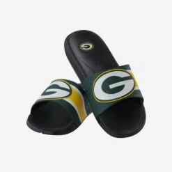 FOCO Green Bay Packers Striped Big Logo Raised Slide -FOCO Shop FFSSNFSBL3DGP g3