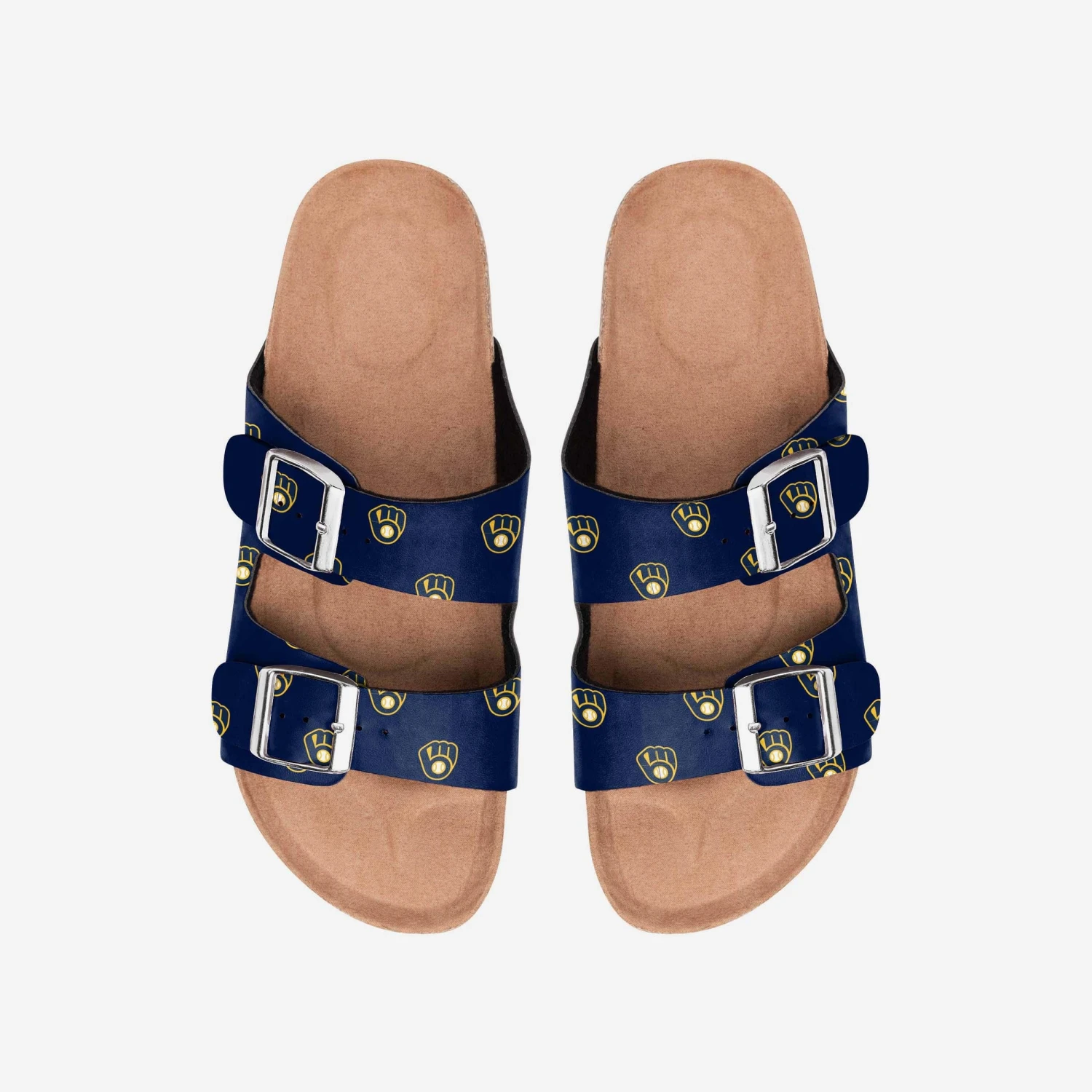 FOCO Milwaukee Brewers Womens Team Logo Double Buckle Sandal 3 FOCO Milwaukee Brewers Womens Team Logo Double Buckle Sandal