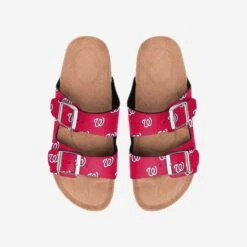 FOCO Washington Nationals Womens Team Logo Double Buckle Sandal