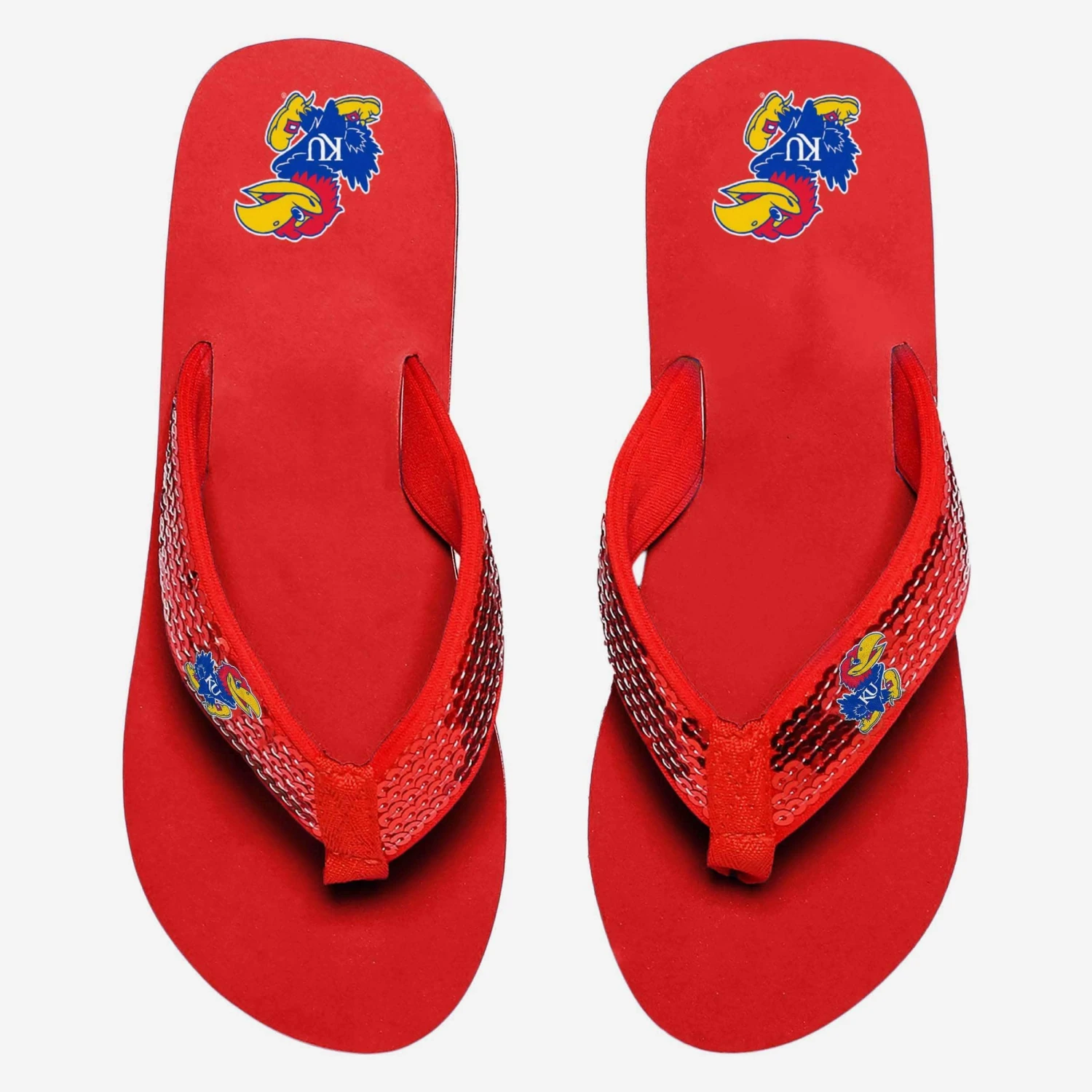 FOCO Kansas Jayhawks Womens Sequin Flip Flop 4 FOCO Kansas Jayhawks Womens Sequin Flip Flop - Image 2