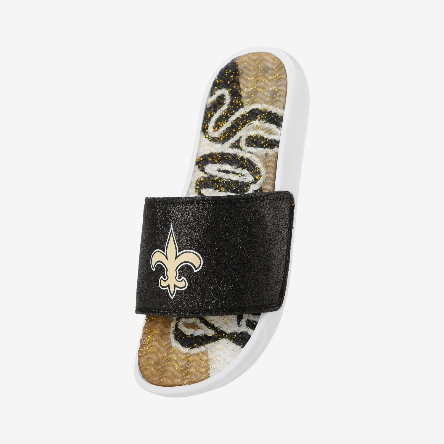 FOCO New Orleans Saints Womens Glitter Gel Slide 4 FOCO New Orleans Saints Womens Glitter Gel Slide - Image 2