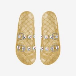 FOCO Pittsburgh Steelers Womens Glitter Double Buckle Sandal