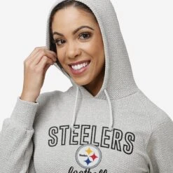 FOCO Pittsburgh Steelers Womens Gray Woven Hoodie -FOCO Shop HDWMNFGRWVPS g5