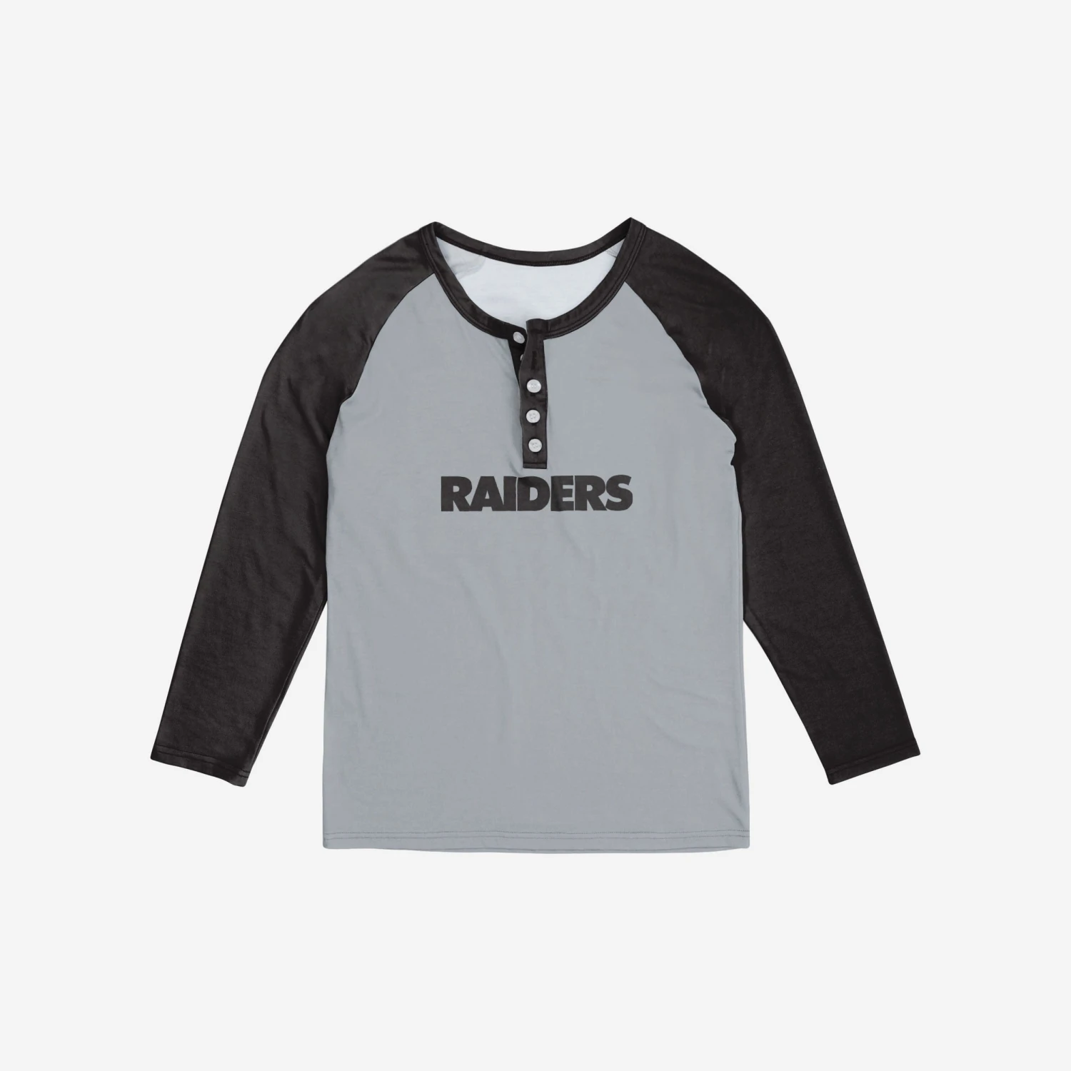 FOCO Las Vegas Raiders Womens Big Wordmark Long Sleeve Henley 5 FOCO Las Vegas Raiders Womens Big Wordmark Long Sleeve Henley - Image 3