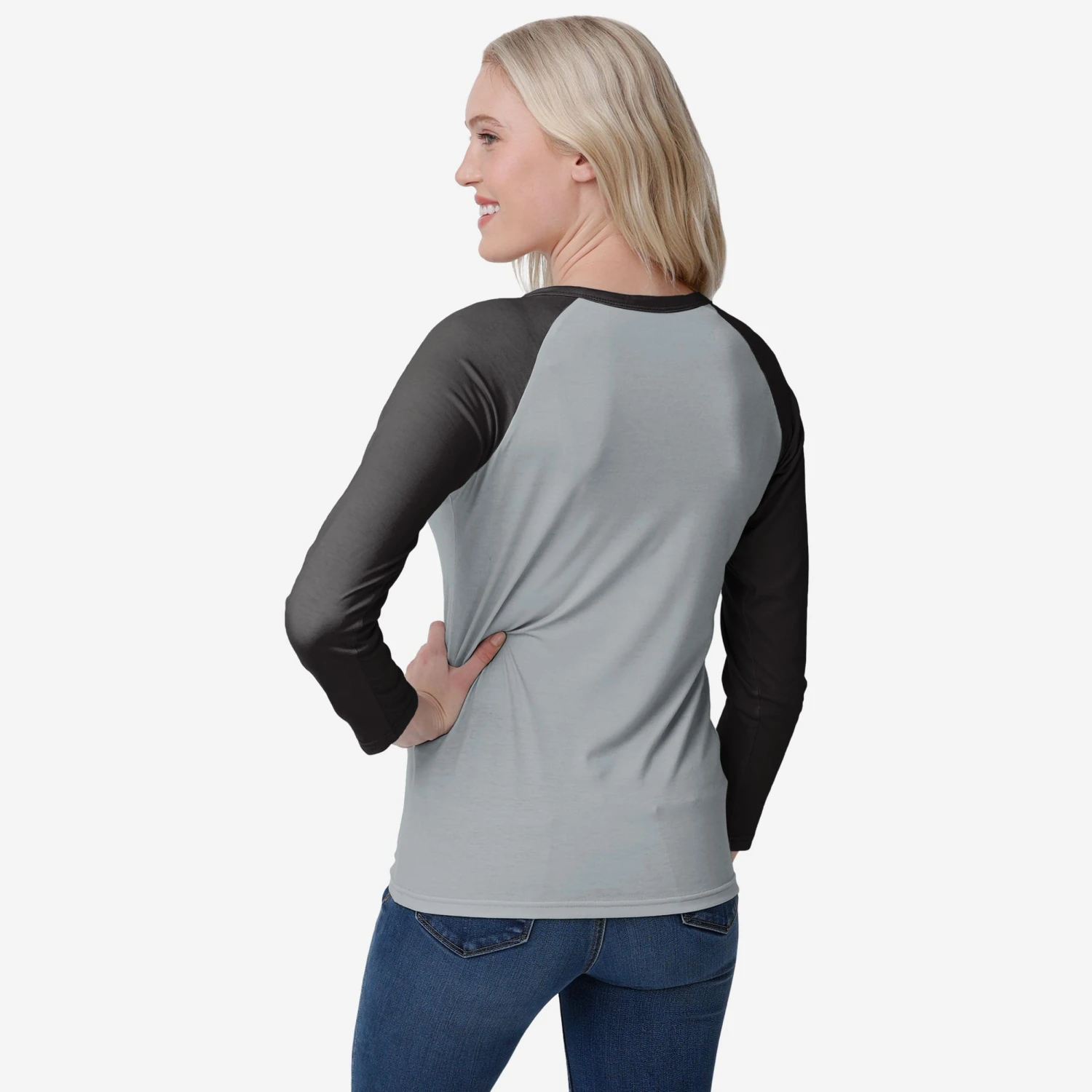 FOCO Las Vegas Raiders Womens Big Wordmark Long Sleeve Henley 4 FOCO Las Vegas Raiders Womens Big Wordmark Long Sleeve Henley - Image 2