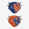FOCO New York Mets Logo Rush Adjustable 2 Pack Face Cover -FOCO Shop MAMBLRADFC2PKNM p