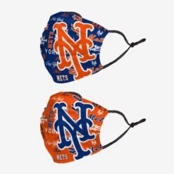 FOCO New York Mets Logo Rush Adjustable 2 Pack Face Cover -FOCO Shop MAMBLRADFC2PKNM s