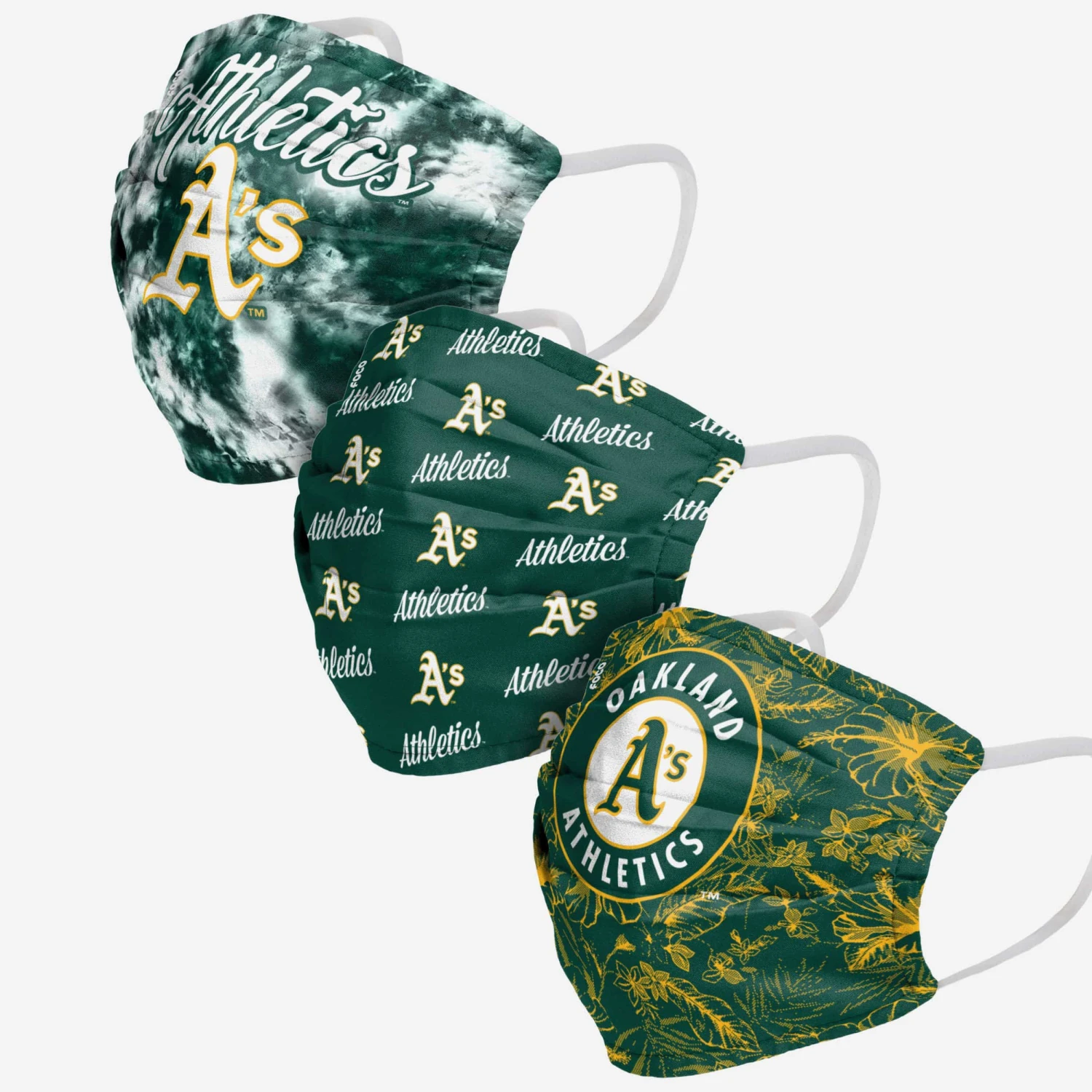 FOCO Oakland Athletics Womens Matchday 3 Pack Face Cover 3 FOCO Oakland Athletics Womens Matchday 3 Pack Face Cover