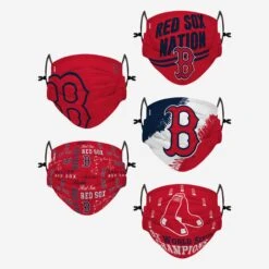 FOCO Boston Red Sox Youth Rising Stars Adjustable 5 Pack Face Cover