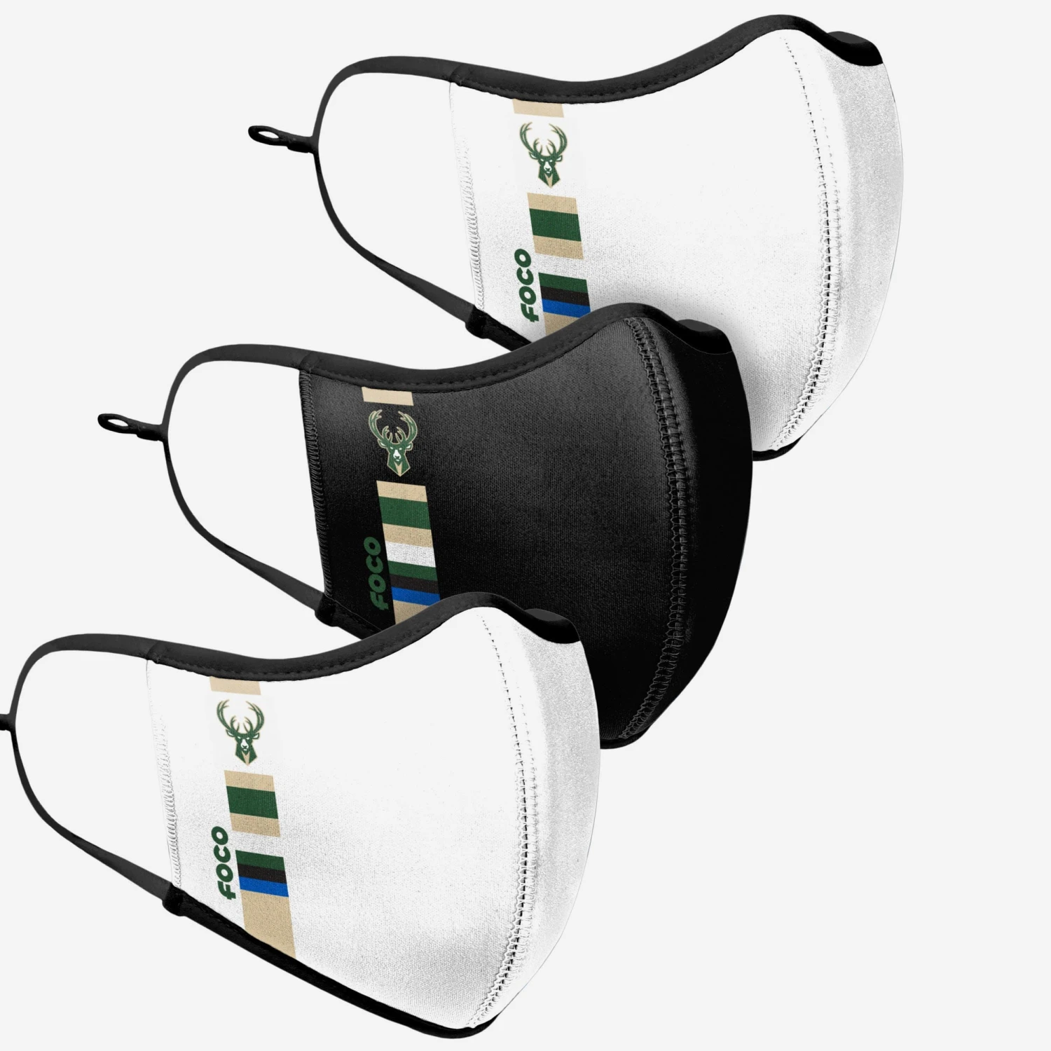 FOCO Milwaukee Bucks Sport 3 Pack Face Cover 5 FOCO Milwaukee Bucks Sport 3 Pack Face Cover - Image 3