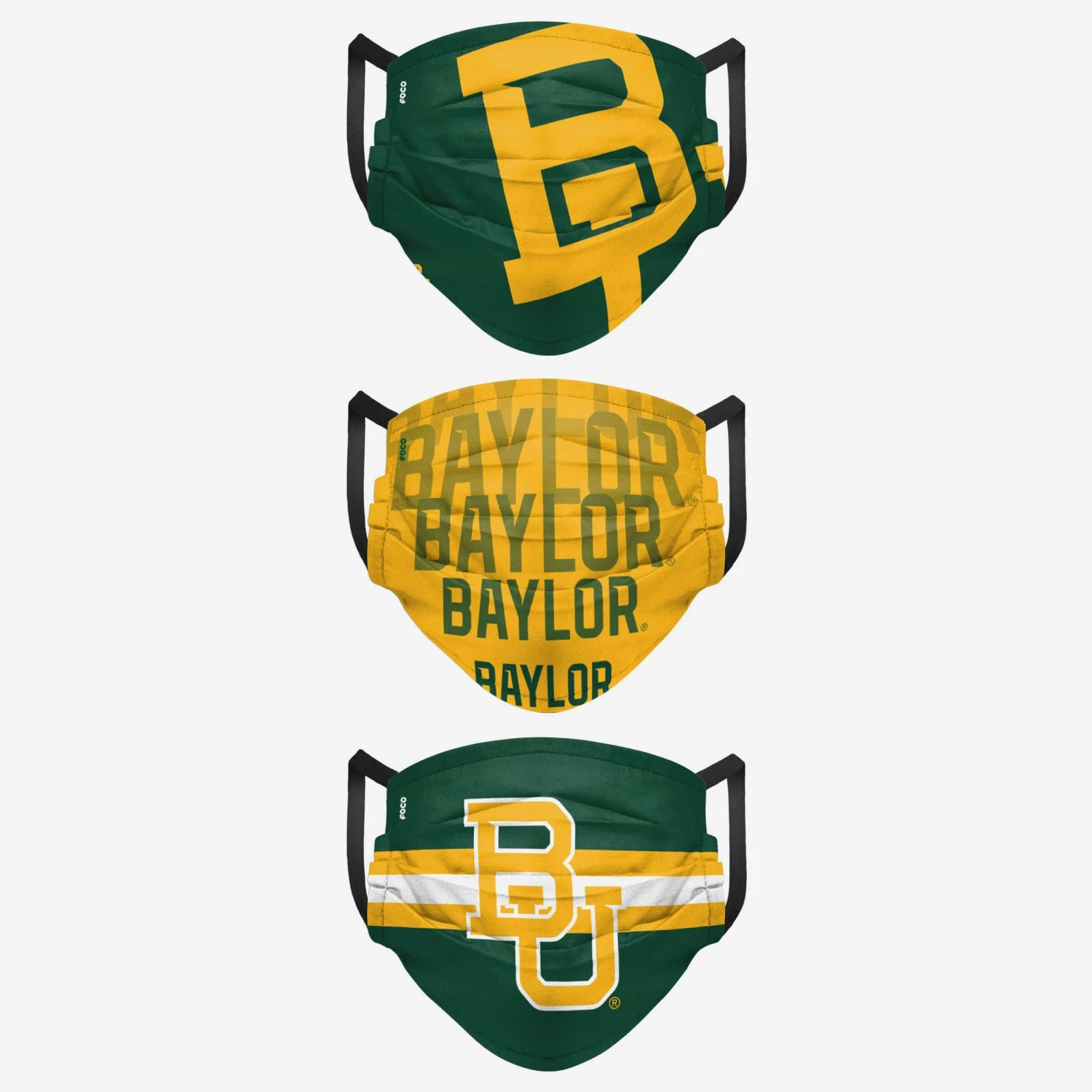 FOCO Baylor Bears Matchday 3 Pack Face Cover 4 FOCO Baylor Bears Matchday 3 Pack Face Cover - Image 2