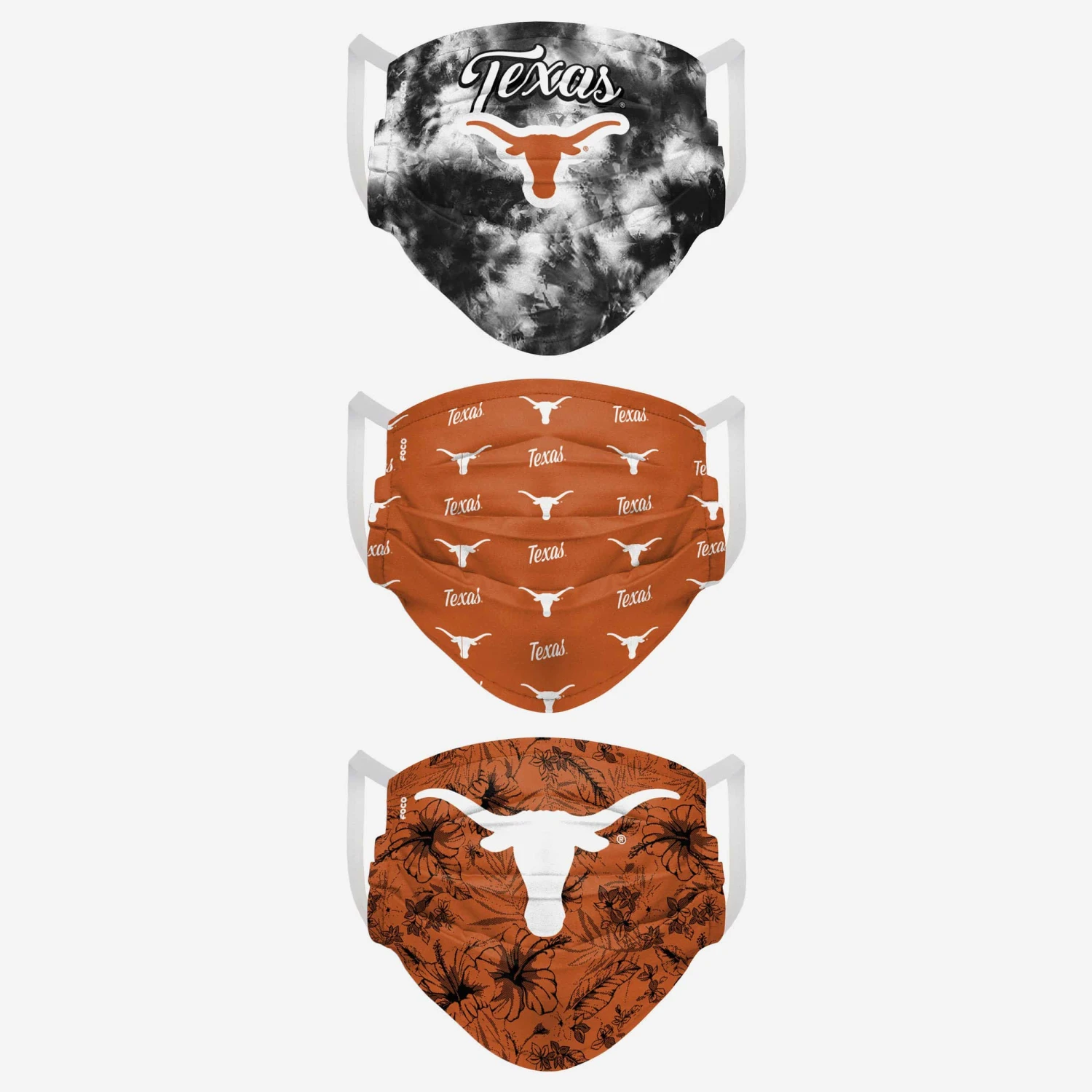 FOCO Texas Longhorns Womens Matchday 3 Pack Face Cover 4 FOCO Texas Longhorns Womens Matchday 3 Pack Face Cover - Image 2