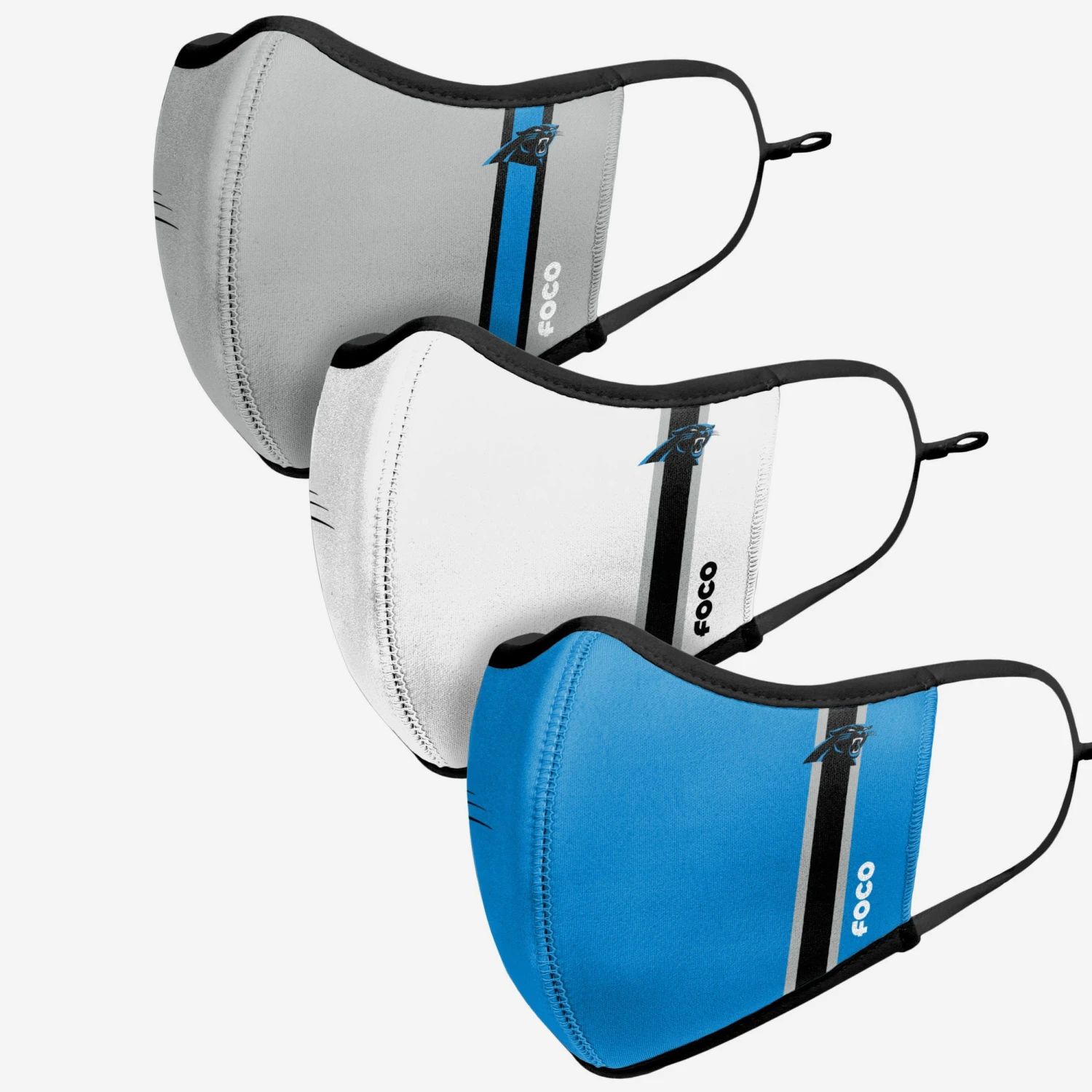 FOCO Carolina Panthers Sport 3 Pack Face Cover 6 FOCO Carolina Panthers Sport 3 Pack Face Cover - Image 4