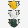 FOCO Green Bay Packers Sport 3 Pack Face Cover 2 FOCO Green Bay Packers Sport 3 Pack Face Cover -FOCO Shop MANFHESCBFC3PKGP p