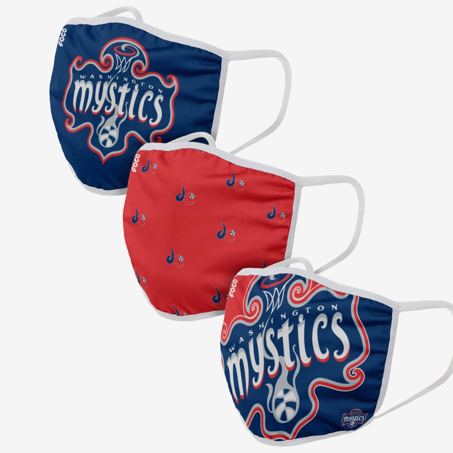 FOCO Washington Mystics 3 Pack Face Cover 3 FOCO Washington Mystics 3 Pack Face Cover