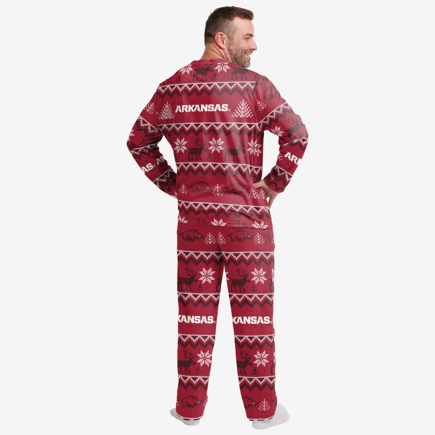 FOCO Arkansas Razorbacks Mens Ugly Pattern Family Holiday Pajamas 4 FOCO Arkansas Razorbacks Mens Ugly Pattern Family Holiday Pajamas - Image 2