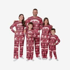 FOCO Washington State Cougars Mens Ugly Pattern Family Holiday Pajamas -FOCO Shop PJSETNC21USWS g3